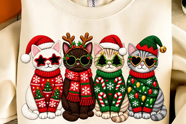 Christmas Cat PNG, Funny Christmas PNG, Cat Sublimation