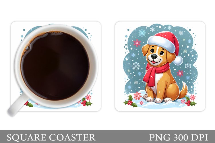 Christmas Dog Coaster. Christmas Coaster Sublimation