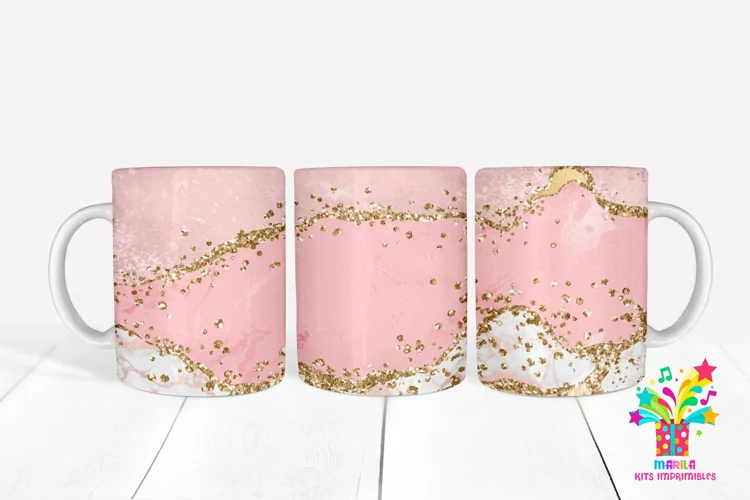 Pink Glitter Agate Mug Sublimation / Agate Mug Wrap #5