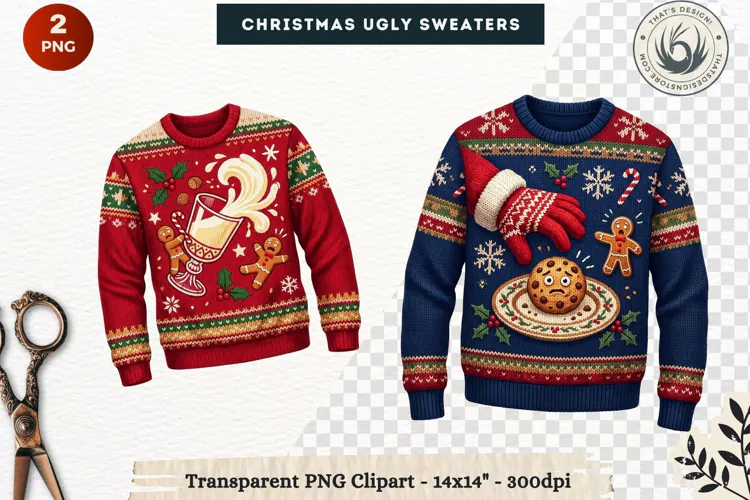Christmas Ugly Sweaters Clipart Holiday Winter Sweater PNG