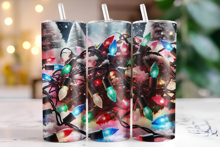 Christmas Lights Tumbler Wrap | Christmas | Sublimation