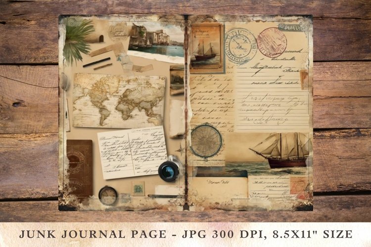 Printable Junk Journal Pages postcard travel 1