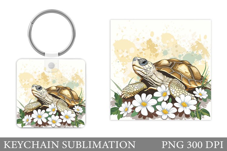 Turtle Keychain Sublimation. Turtle Keychain Design example image 1