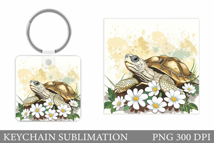 Turtle Keychain Sublimation. Turtle Keychain Design