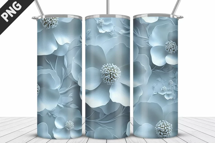 3D Daisy Flowers 20oz Tumbler Wrap | Sublimation Design