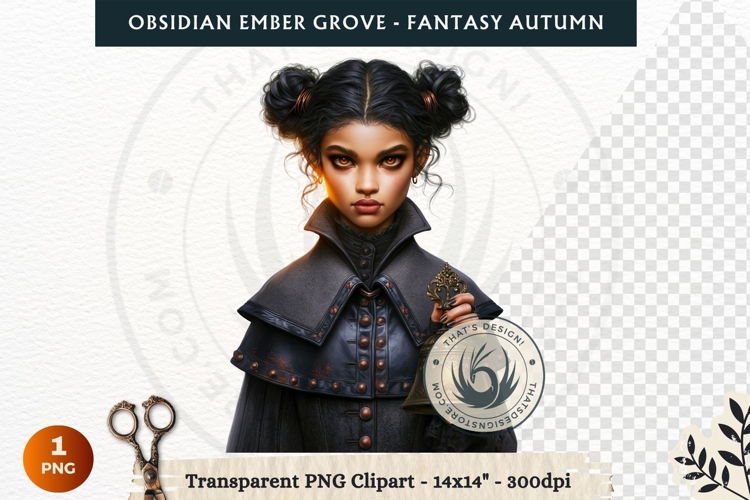 Dark Autumn Fantasy Clipart PNG for RPG Obsidian Ember Grove