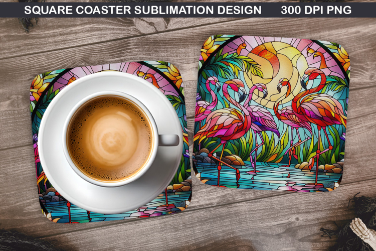 Flamingo Coaster Sublimation, Summer Coaster PNG Design