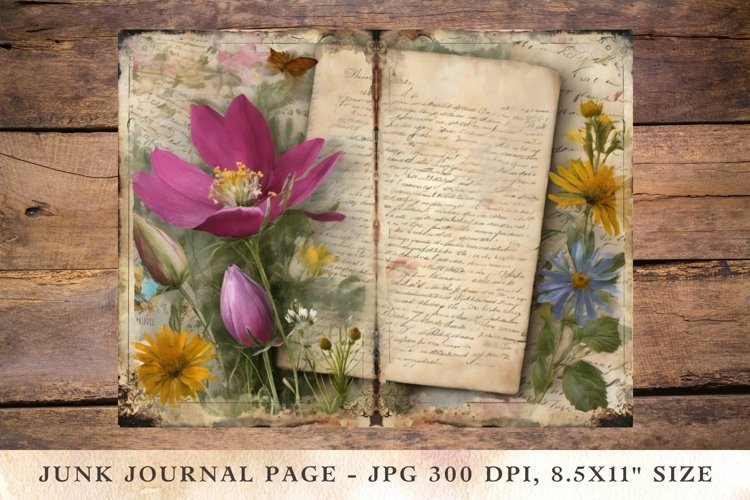 Printable Junk Journal Pages wildflower 23 example image 1
