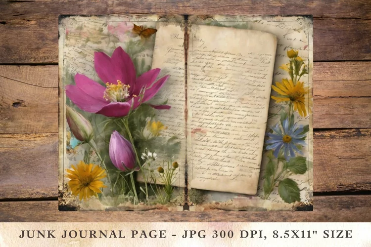 Printable Junk Journal Pages wildflower 23
