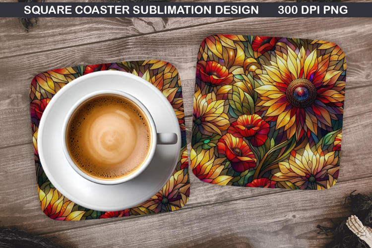 Flowers Coaster Sublimation, Spring Coaster PNG Design