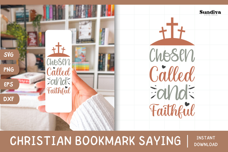 Christian Bookmark Saying SVG | Chosen, Called, and Faithful