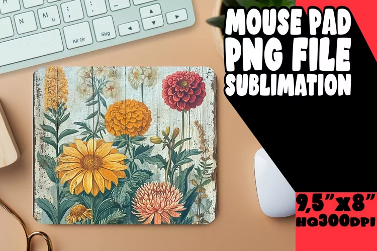 Spring Retro Blossom Mouse Pad Sublimation