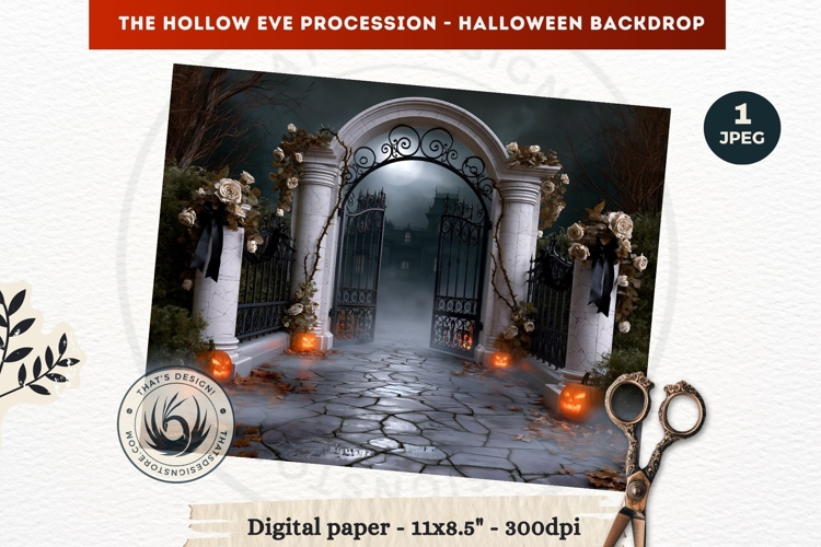 Gothic Halloween background - Hollow Eve Procession Backdrop
