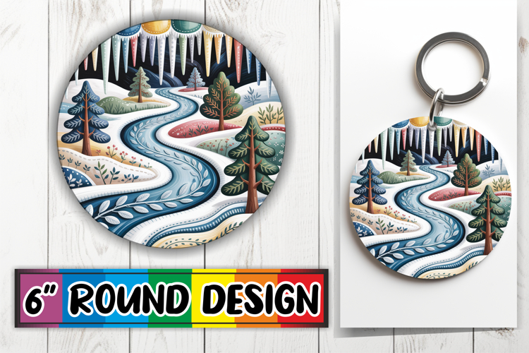 Cheerful Circle Coasters Design PNG, Winter
