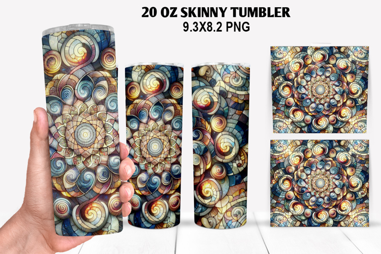 Skinny Tumbler 20oz Wrap Design, Stained Tumble PNG Design