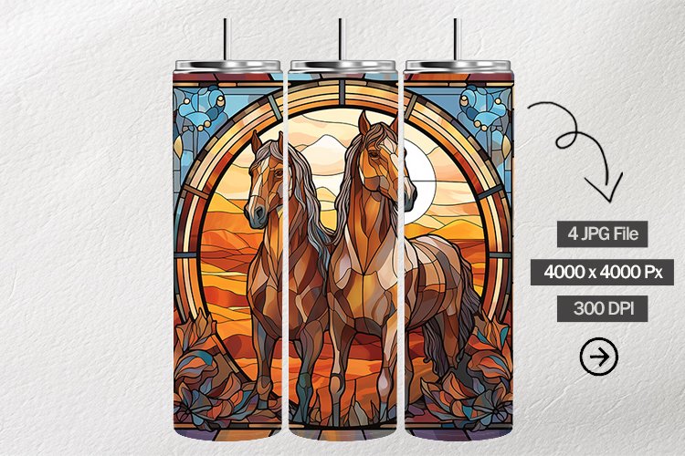 Mustangs Stained Glass Square Coaster - 4 Variation example image 1