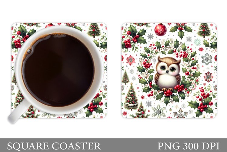 Christmas Owl Coaster Design. Christmas Coaster Sublimation