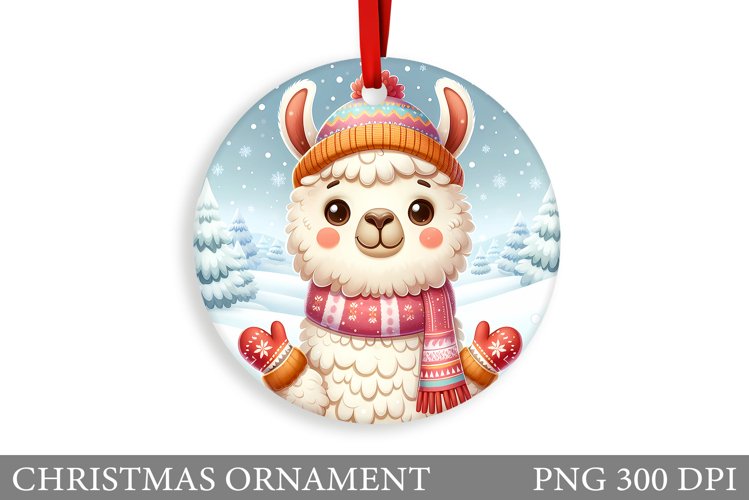 Cute Lama Christmas Ornament. Christmas Ornament Sublimation