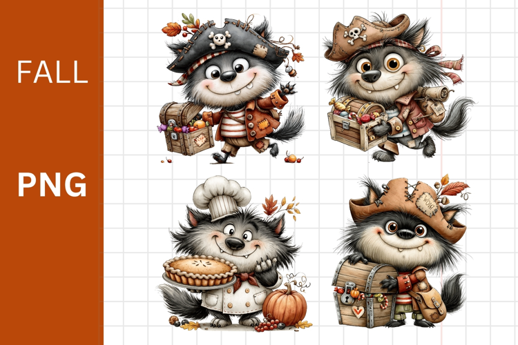 Fall PNG, Halloween PNG, Wolf PNG,