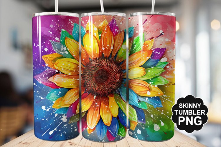 Rainbow Sunflower Tumbler - Sublimation Tumbler Design