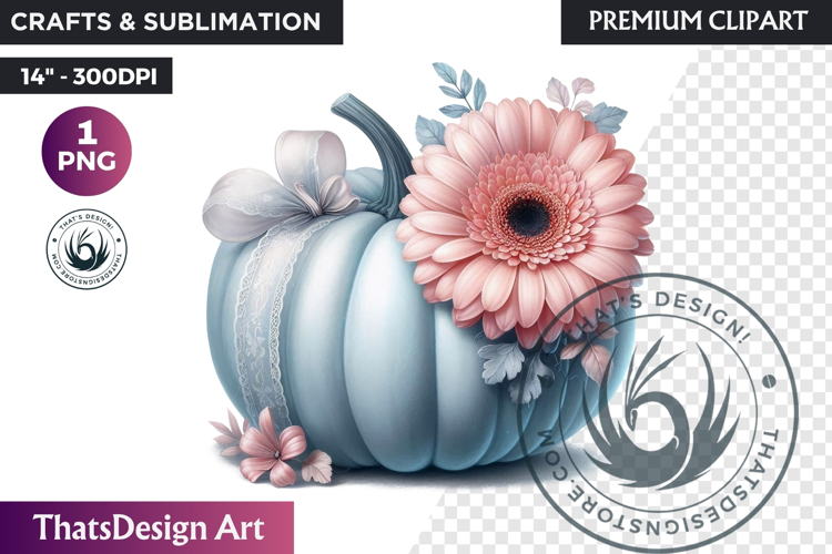 Pastel Floral baby shower wedding coquette pumpkin bow PNG