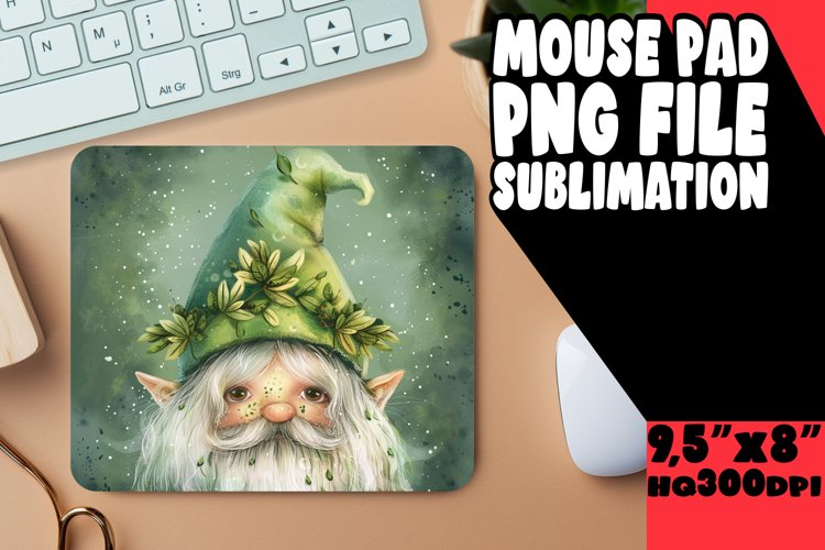 Springtime Soiree: Gnome Mouse Pad Design Sublimation PNG example image 1