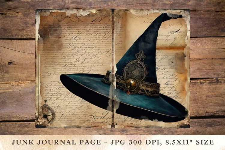 Printable Junk Journal Pages halloween witch hat 3