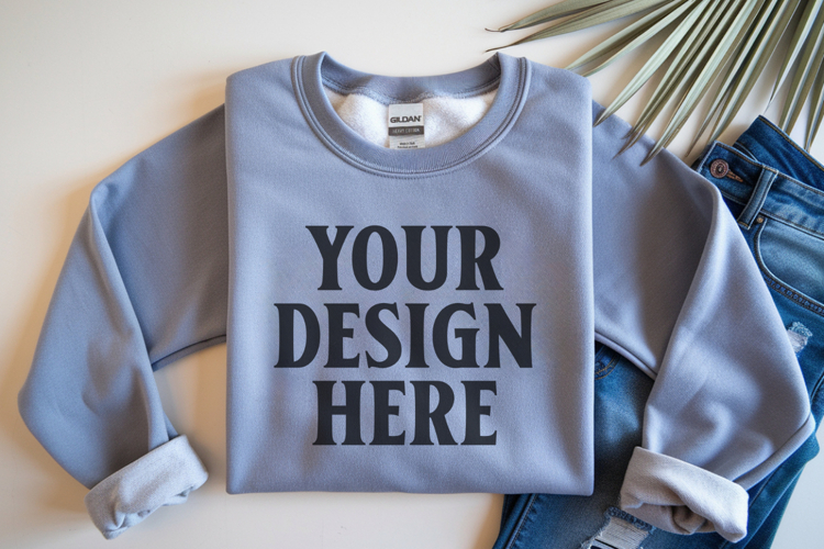 Ash Gildan 18000 Folded Flat Lay Mockups