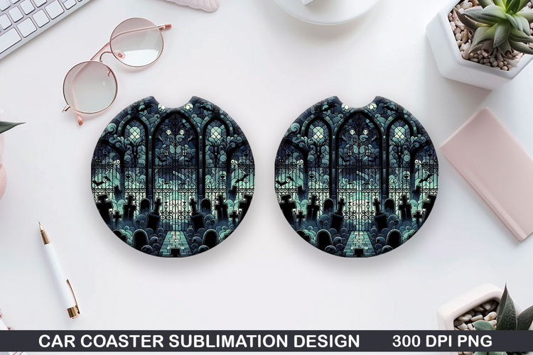 Car coaster sublimation, Halloween Coaster PNG Design