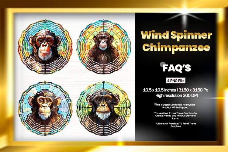 Chimpanzee Wind Spinner Sublimation - 04 Variations example image 1