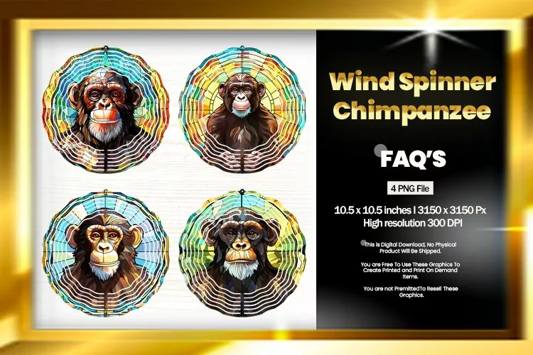 Chimpanzee Wind Spinner Sublimation - 04 Variations