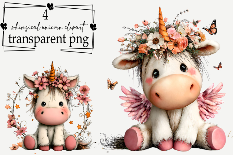 Whimsical Unicorn Clipart Watercolor PNG
