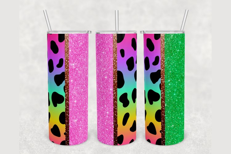 Cheetah Pink Green Glitter 20oz sublimation design tumbler