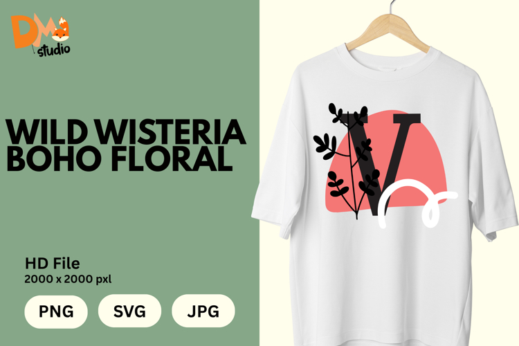 Wild Wisteria Boho Floral Monogram
