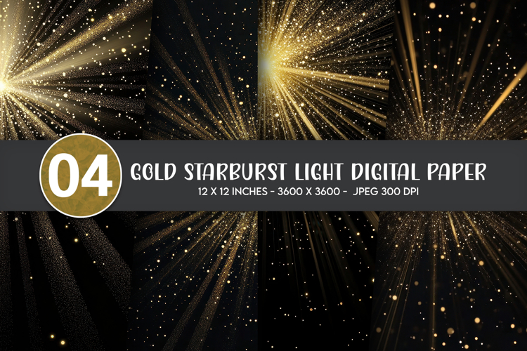 Gold Starburst Light Digital Paper