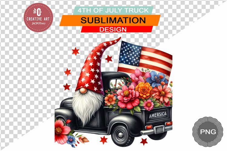 4th Of July Truck - Sublimation 4th of July PNG