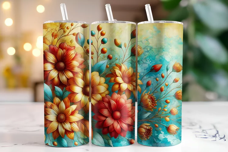 Flowers Tumbler Wrap | Sublimation | Tumblers