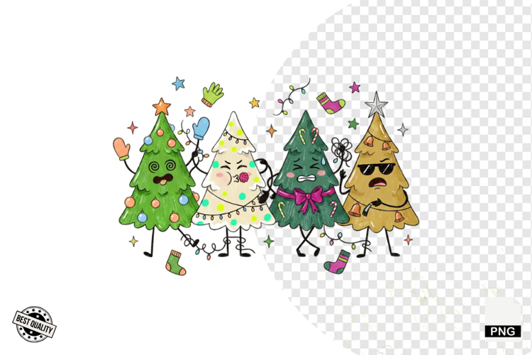Cartoonish Christmas Trees Clipart example image 1