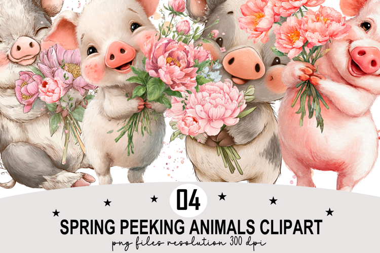 Whimsical Spring Peeking Animals Clipart Watercolor png