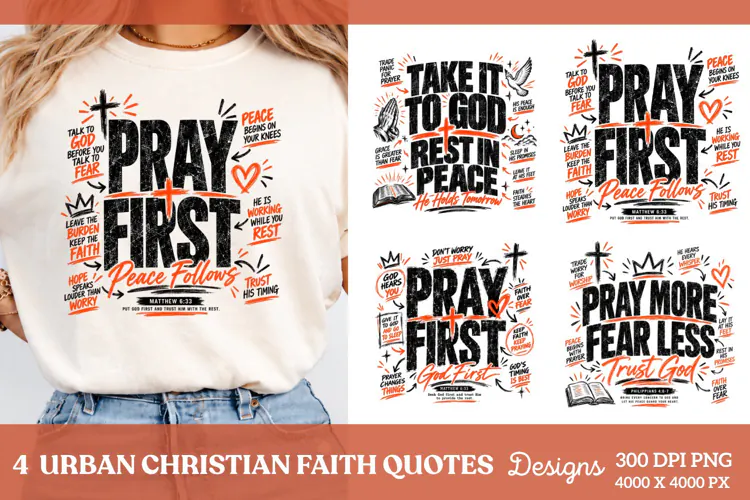 4 Urban Christian Faith Shirt PNG Designs, 4 Christian Grace
