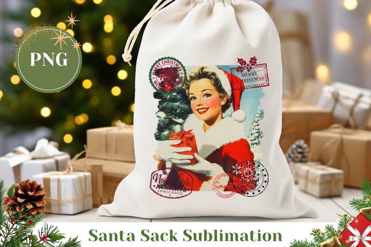 Vintage Girl Christmas Santa Sack Design, Christmas Gift Bag