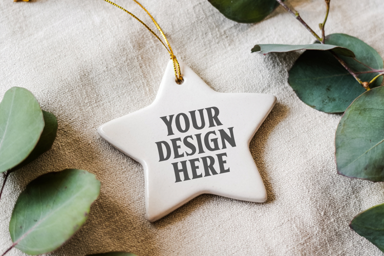 Christmas Star Ceramic Ornament Mockup | Holiday Star