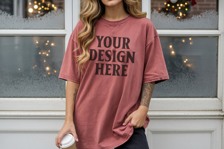 Christmas Comfort Colors 1717 Brick TShirt Mockup, CC 1717 example image 1