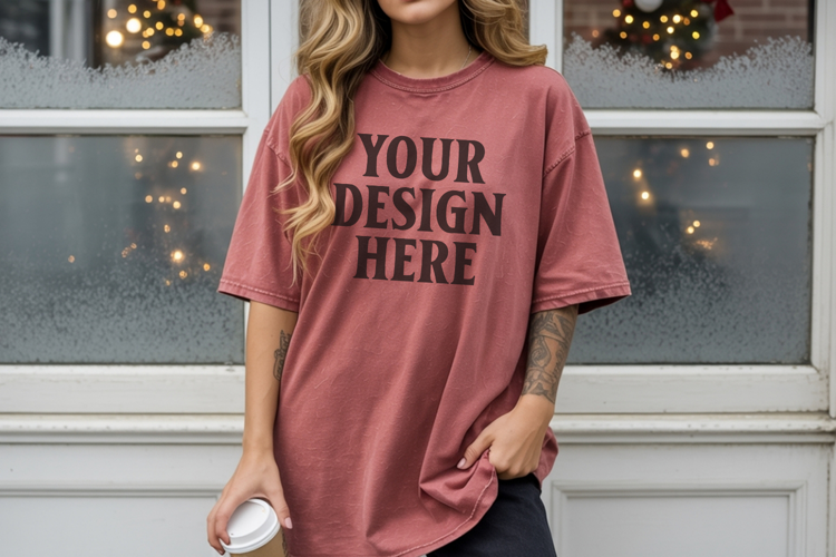 Christmas Comfort Colors 1717 Brick TShirt Mockup, CC 1717