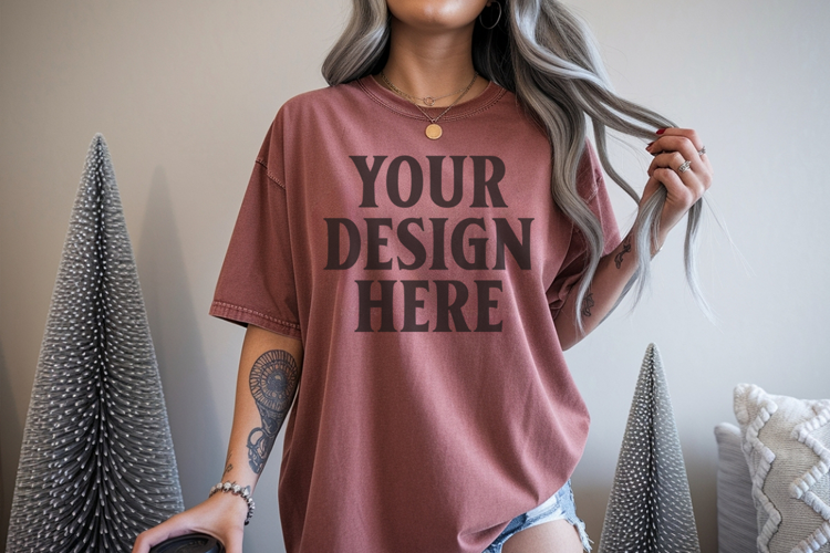 Brick Christmas Comfort Colors 1717 TShirt Mockup,cc1717 moc