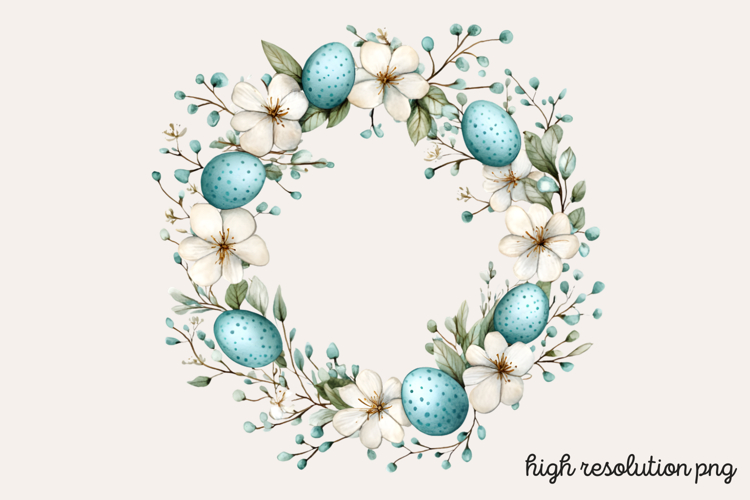 Cute Aqua Easter Watercolor Clipart PNG
