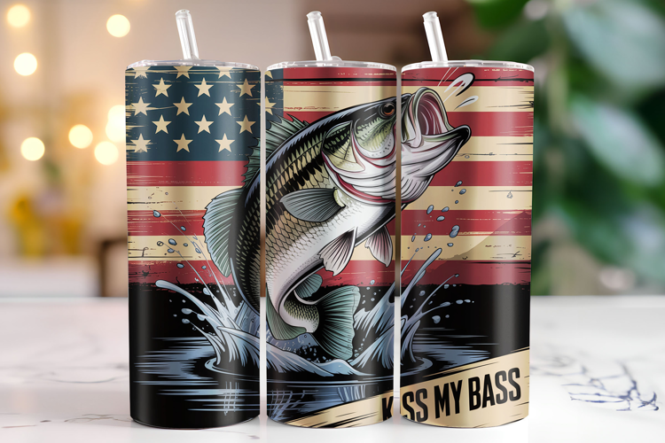 Kiss my Bass Tumbler Wrap | Sublimation | Tumblers