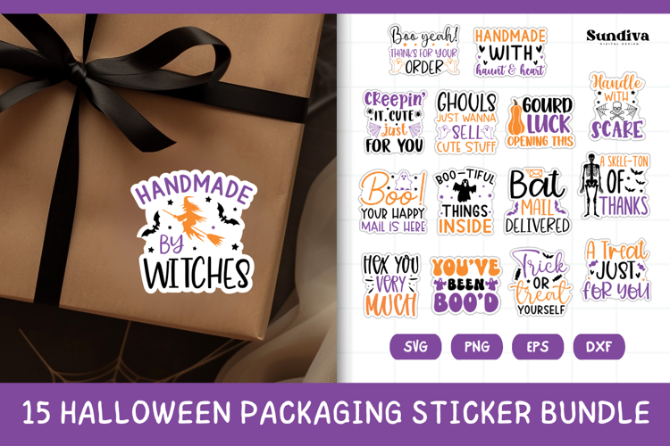 15 Halloween Small Business Packaging Sticker Bundle V2