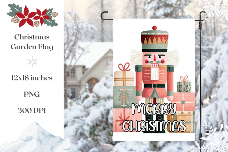 Merry Christmas Garden Flag, Christmas Nutcracker PNG