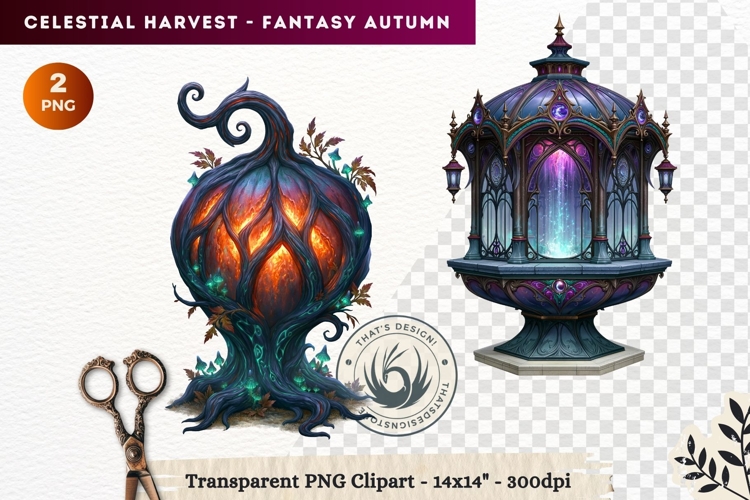 Autumn Fantasy Clipart PNG Celestial Steampunk Harvest